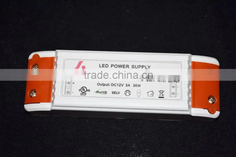 indoor used constant voltage 12vdc 36w led driver ul approved for panel light
