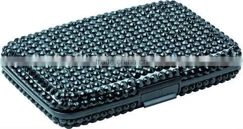crystal aluminum credit card holder with rhinestone,plastic credit card case