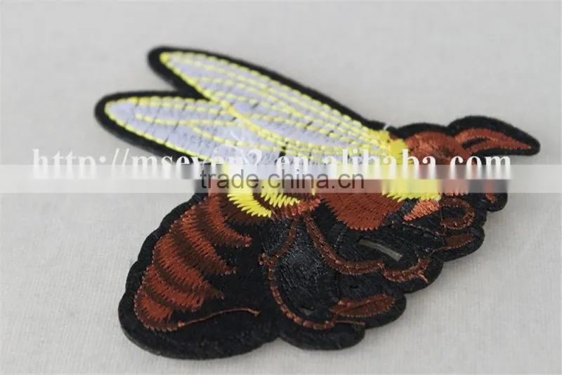 fancy design brown color insect sew on embroidery patch for clothes