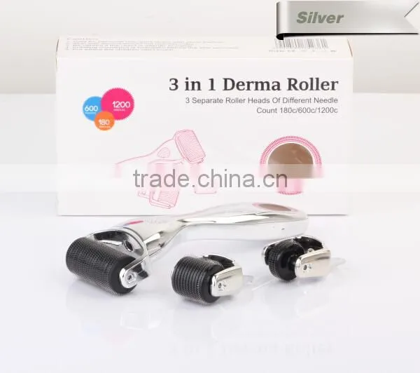 Derma Roller 3 In 1 Kit 3 Replaceable Heads In One Set Dermaroller