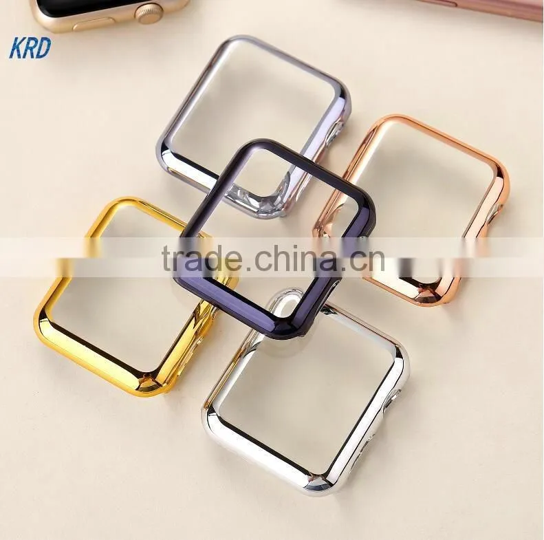 Electroplate Hard PC Case Cover With Protective Film For Apple Watch i Watch 38mm 42mm Shell Shockproof Frame Cover Shell