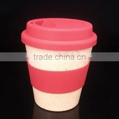 Eco-Friendly Bamboo Fiber Coffee Cup with Silicone Lid and Sleeve Coffee Mug