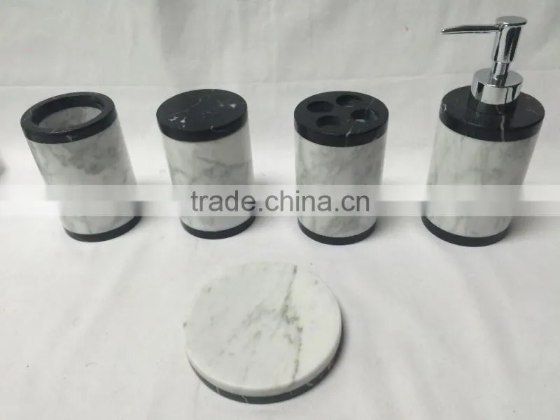 Marble home decor bathroom accessories sets designed from factory wholesale