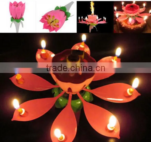 the most popular happy MUSIC birthday Lotus flower candle export in 2015