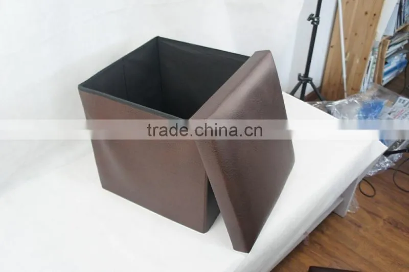 Faux Leather Folding Storage Cube Basket Footrest