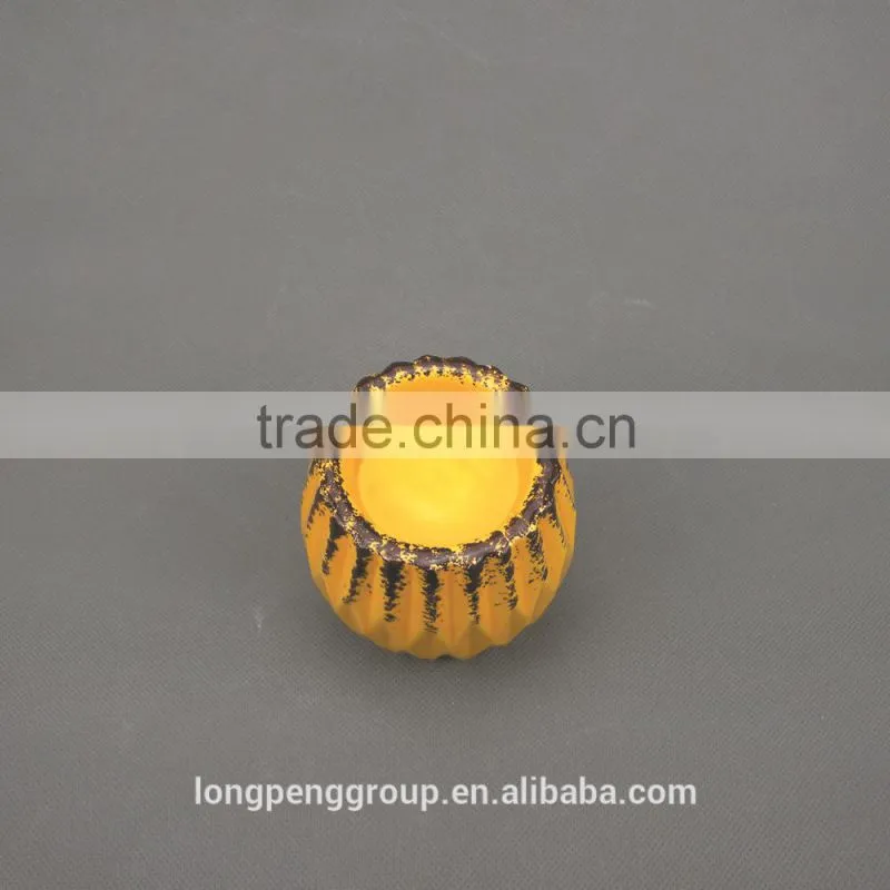 Home Decorative Ceramic Tealight Candle Holder with Distressed Finish,Ceramic Candle Holder
