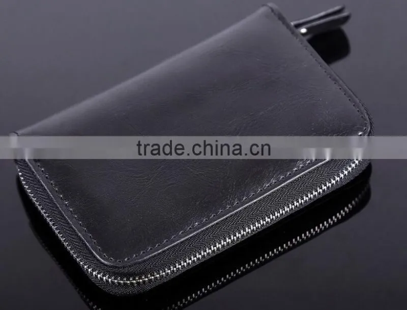 RFID protection men leather passport holder mobile phone card holder