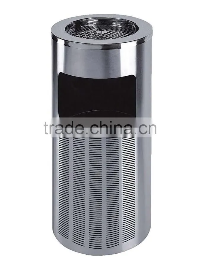 Round stainless steel dustbin with mesh design BY-64