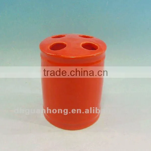 Good quality orange ceramic toothbrush holder