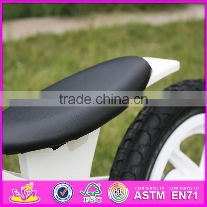 2016 new design white funny children wooden balance bike without pedals W16C154