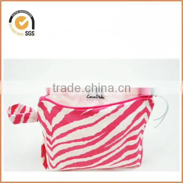 Waxed Canvas Cosmetic/Toiletry Zipper Pouch (Pink Zebra) By Chiqun Dongguan CQ-H01099