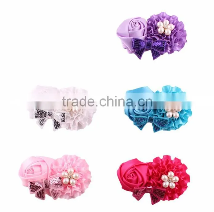 Baby Toddler Infant Flower Headband with Pearl Hair Bow Band Accessories