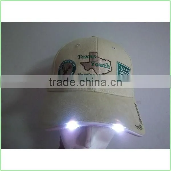 camouflage led cap solar led light cap with 3D embroidery
