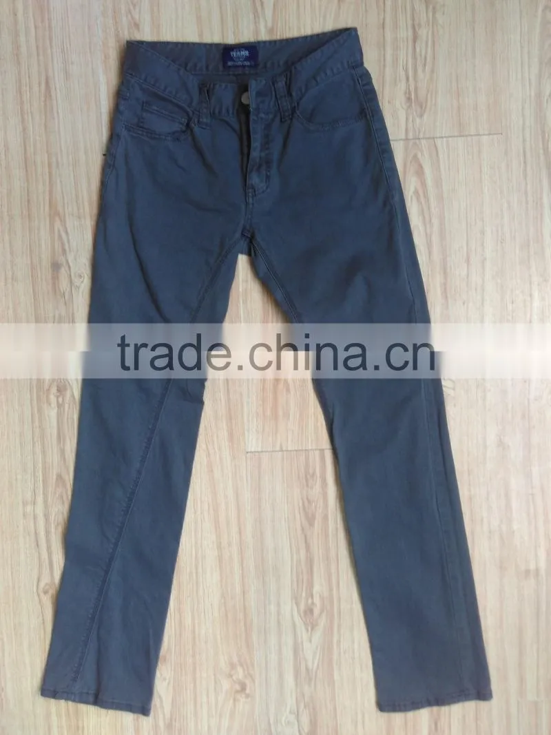 GZY stock lots 97% cotton 3% elastane fabric colored breathable pants for men