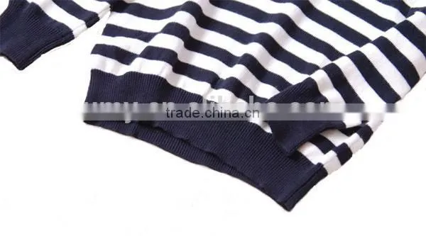 Turn Down Collar Children Stripe Knitting Patterns Sweater