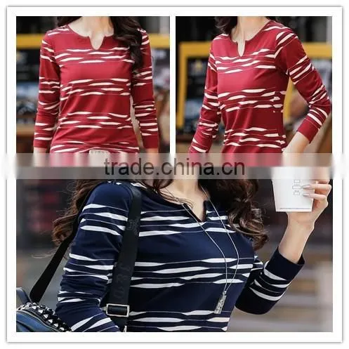 wholesales comfortable 100% cotton t-shirt long sleeve for ladies