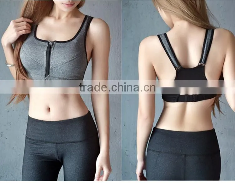 Hot sale and high quality No rims sports bra shockproof professional running intensive training underwear bra with front zipper