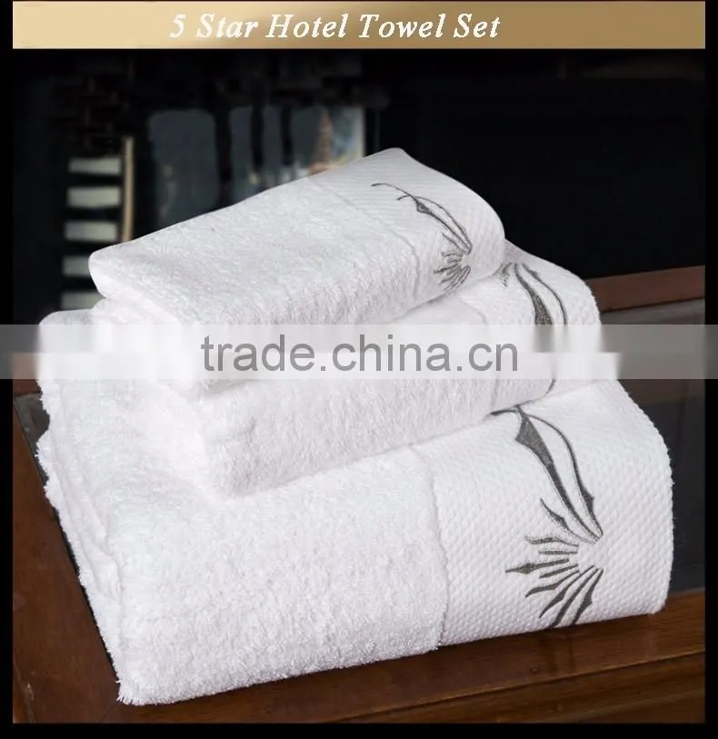 cotton white hotel bath/face/hand towel set wholesale