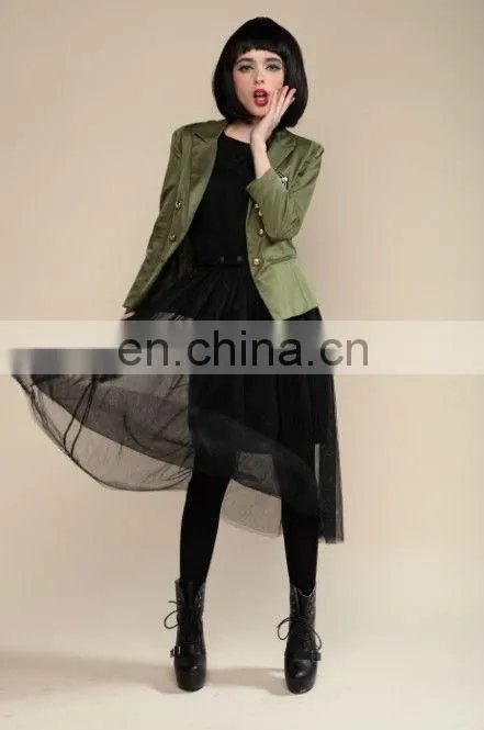 Academy style fashion design badge embroidered mini suit coat for ladies