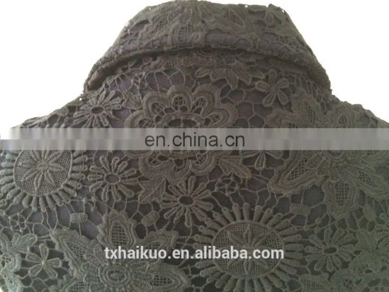 Ladies fashionable lapel sleeveless lace vest with belt