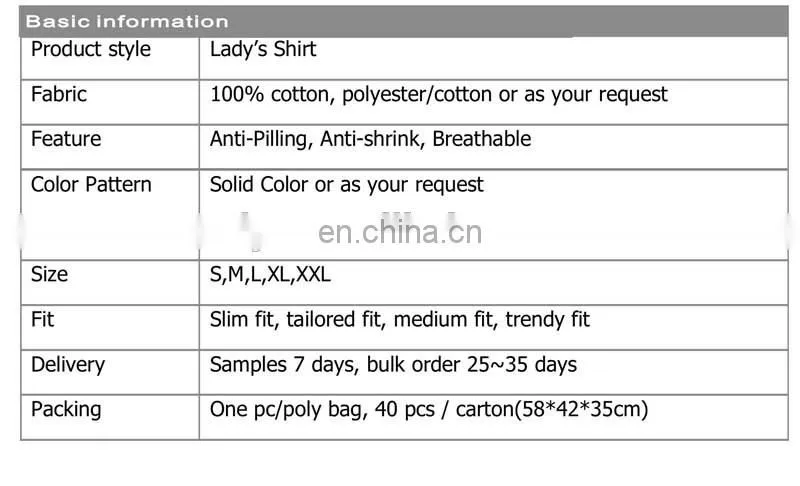 Hot Selling Short-Sleeved Simply Design Slim Fit Office Wear Ladies Blouse / Women Shirt