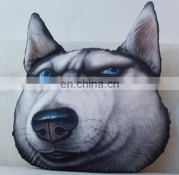 Cheap cartoon 3d printing decorative dog pillow custom cute soft plush animal shaped car seat cushion