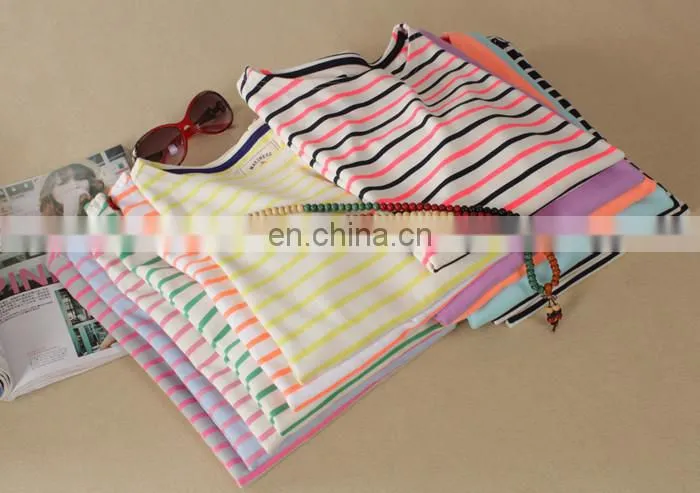 top grade lady 3/4 sleeves blouse design/lady stripe shirt