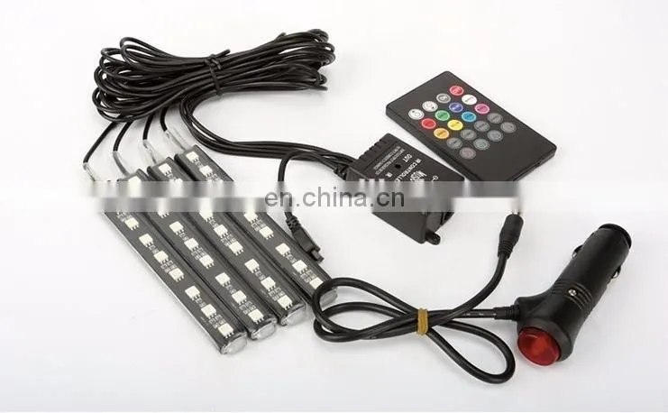 Car styling Wireless Remote/Music/Voice Control Interior Floor Foot Decoration Light Cigarette LED Atmosphere RGB