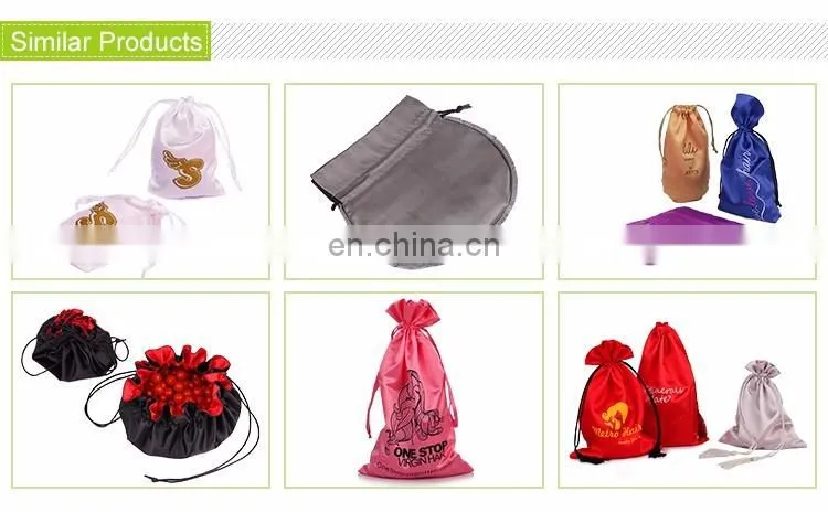 Cheap Silk Drawstring Satin Bag with Logo Printing ,Gift Satin Bag