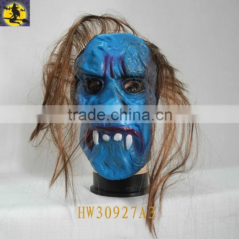 White Latex Masks of Terror with Hair