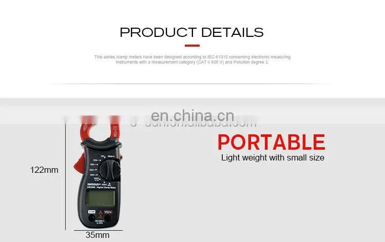 Allosun Handheld clamp meter digital AC DC Volt AC Amp OHM LCD Audible Diode Tester Portable Handheld Clamp Multimeter