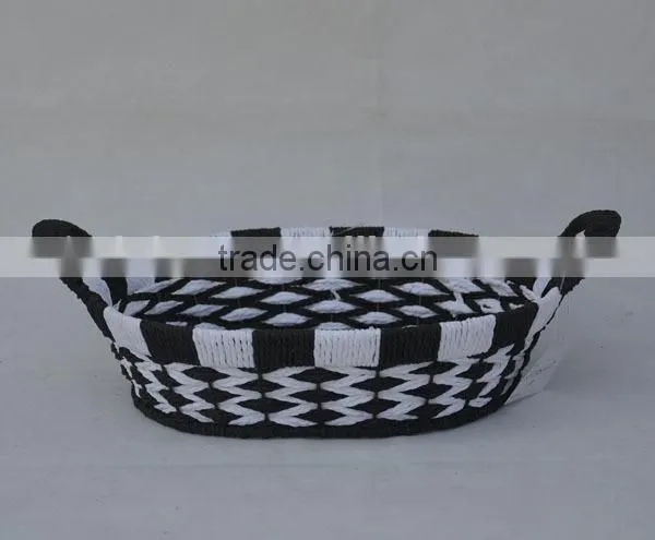 handmade oval paper rope storage basket