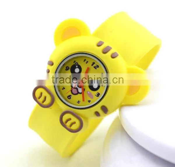 cute tiger slap watch glass face quartz movt silicone strap for child slap cartoons watch