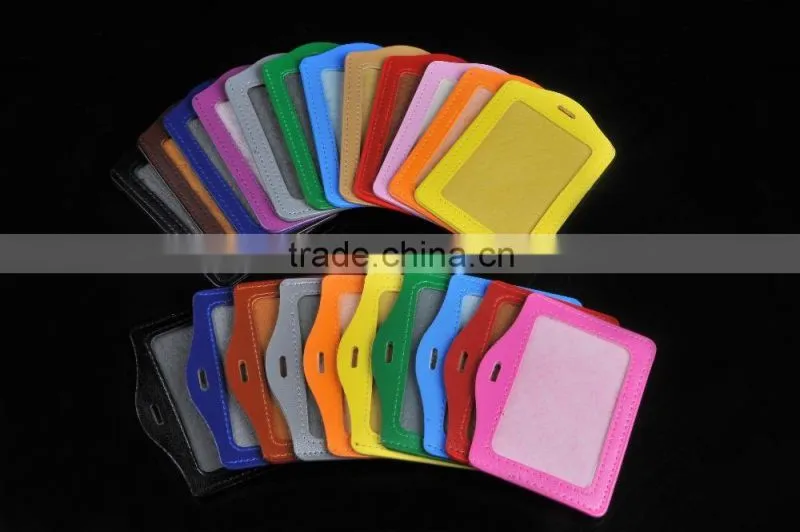 Vertical Style Faux Leather Business Id Credit Card Badge Holder