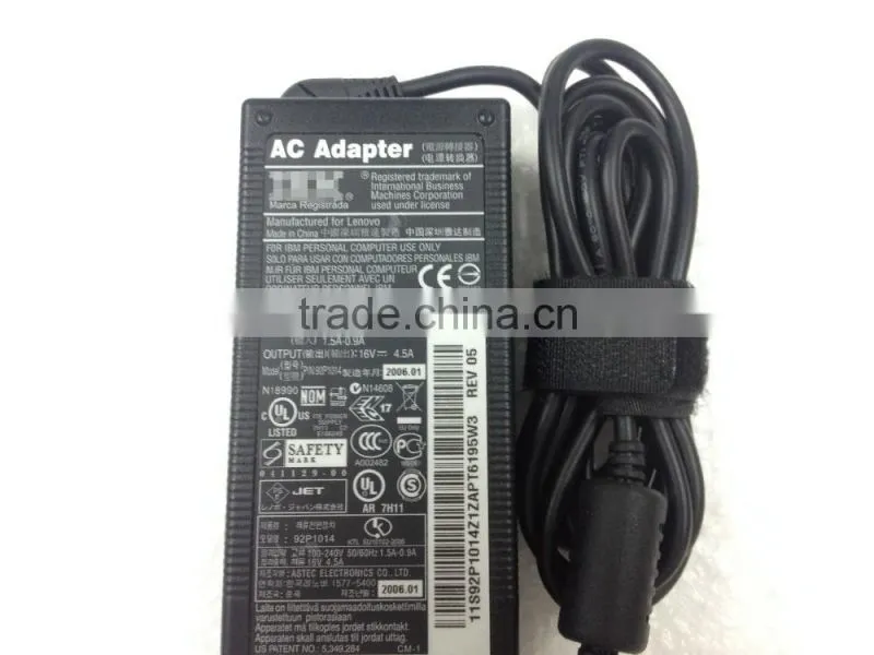 Notebook Car charger 16v 4.5a 65wh laptop ac adapter 5.5/2.5mm jack for IBM original laptop power supply