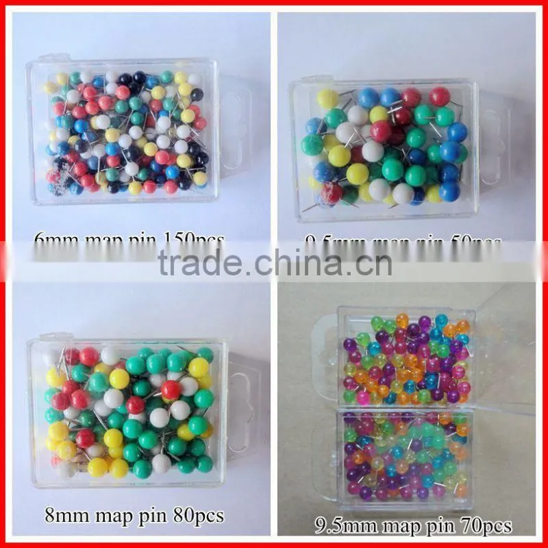 Wholesale 80pcs bright color ball head thumb tacks push pins