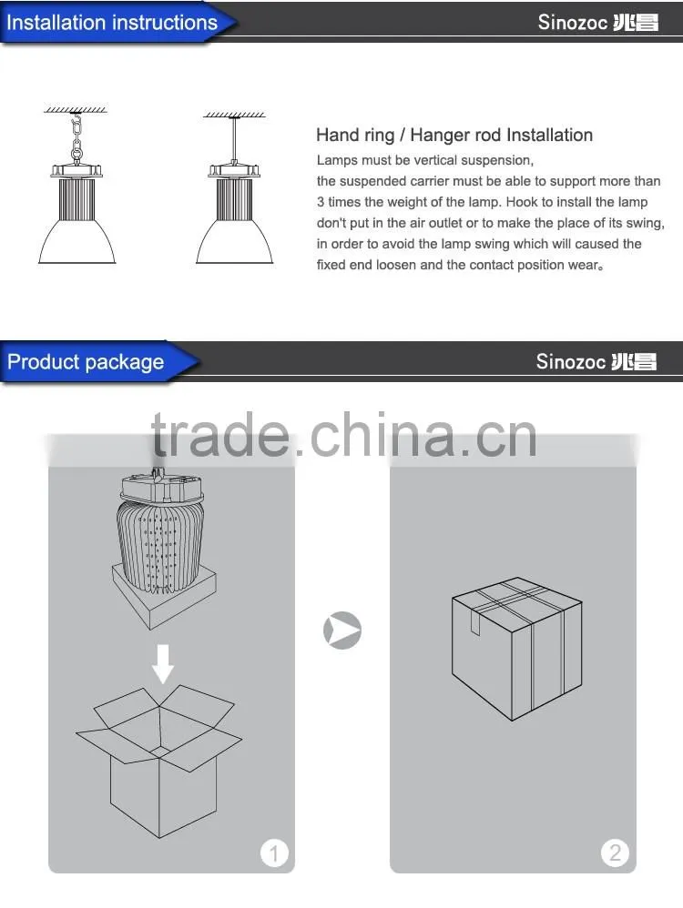 Sinozoc High quality hot sale Fin shape Meanwell power supply led high bay light high bay lamp with 4 years warranty