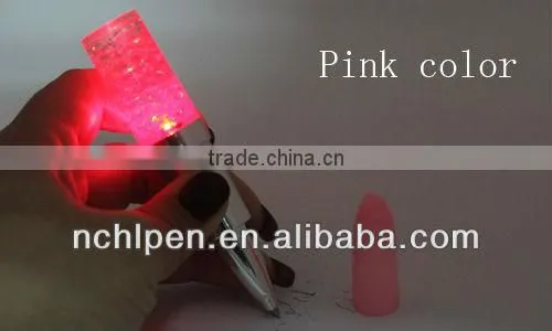2013 noverty toy plastic lipstick ball pen with a light pen
