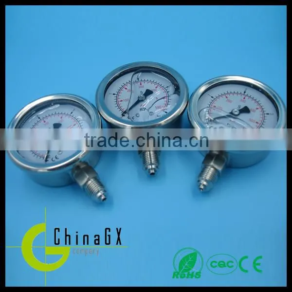 PGV series All Stainless glycerine or silicone Oil Filled Pressure Gauge manometer