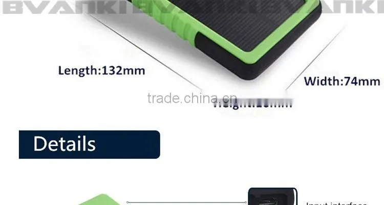 new products portable 8000mAh Solar Power Bank External Battery Mobile Charger For iPhone HTC