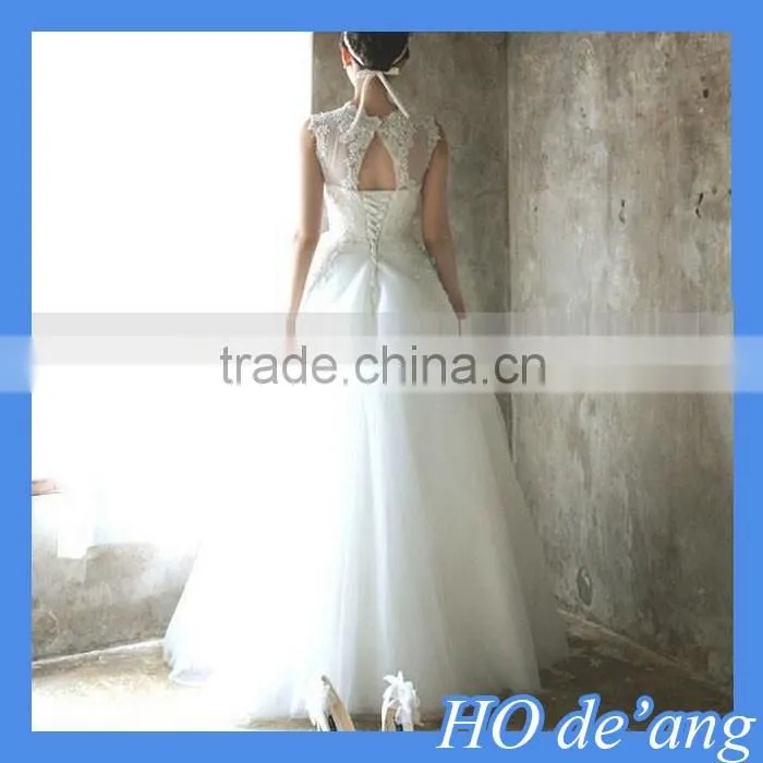 HOGIFT Halter elegant lace bridal gown,halter princess skirt wedding dress,tulle ball gown wedding dress