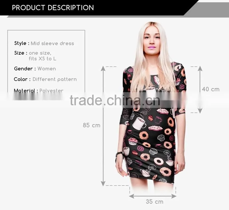 high quality dress fullprint 3D digital ready stock custom sublimation print for Women ladies fashion dress