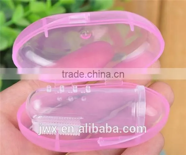 Non-toxic silicone baby toothbrush with hygienic box packaging