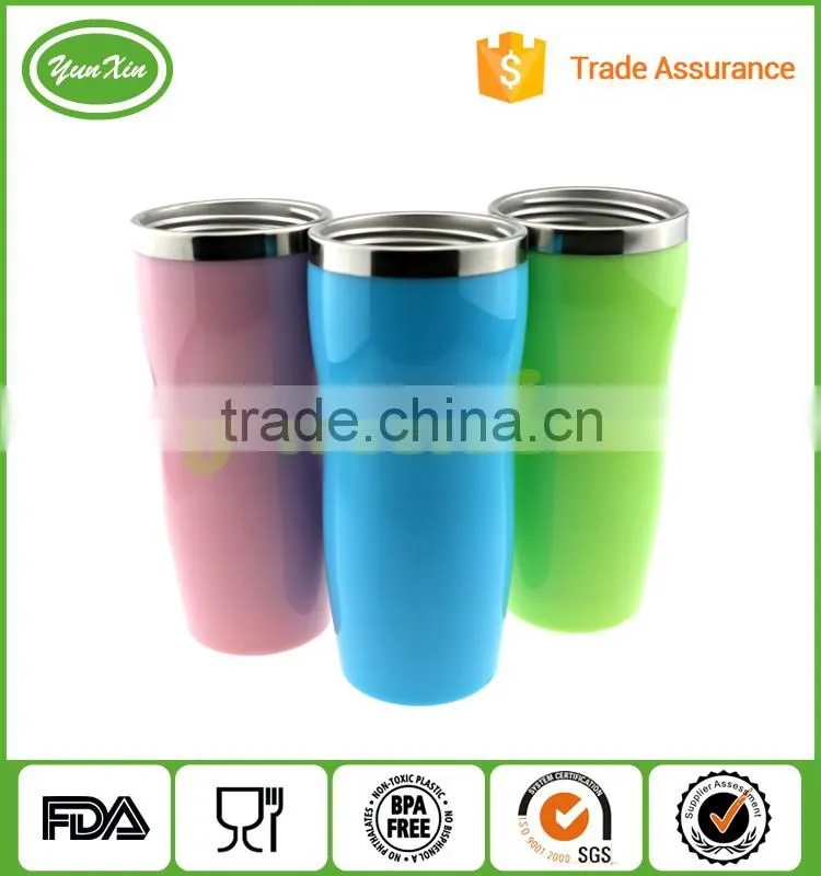 2016 Eco-Friendly promotional Double wall travel mug with leakproof design lid