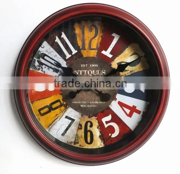 Dia 39 cm Country Style Round Metal Wall Clock