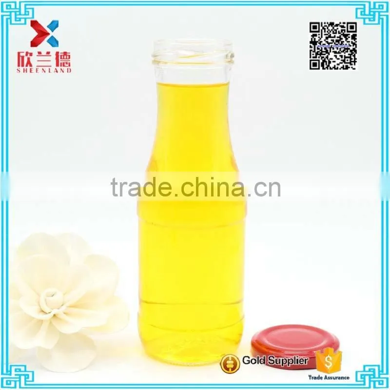 glass drinking bottle for milk with screw metal lid 200ml