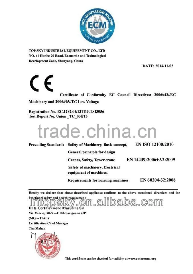 Hot Sale H25/15 Topkit Tower Crane