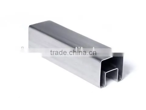 stair railing stainless steel slotted tube for 16mm glass