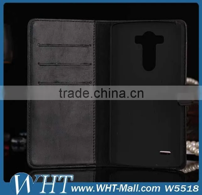 Top Quality Three Card Slots Leather Purse Case for LG G3, for LG G3 Flip Case Cover