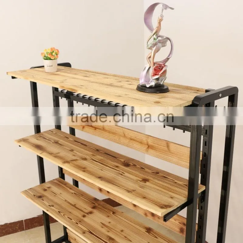 Wood and metal clothes display Trousers rack with hanging